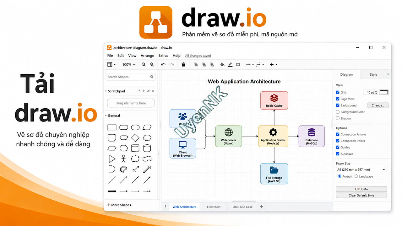 Tải draw.io - Phần Mềm Vẽ Sơ Đồ Biểu Đồ