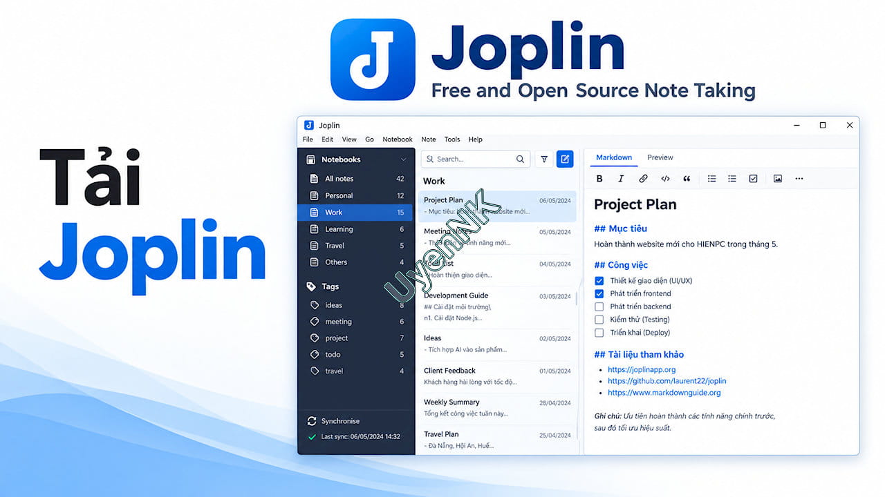 Tải Joplin – Phần Mềm Ghi Chú Thay Thế OneNote 1 Tải Joplin – Phần Mềm Ghi Chú Thay Thế OneNote